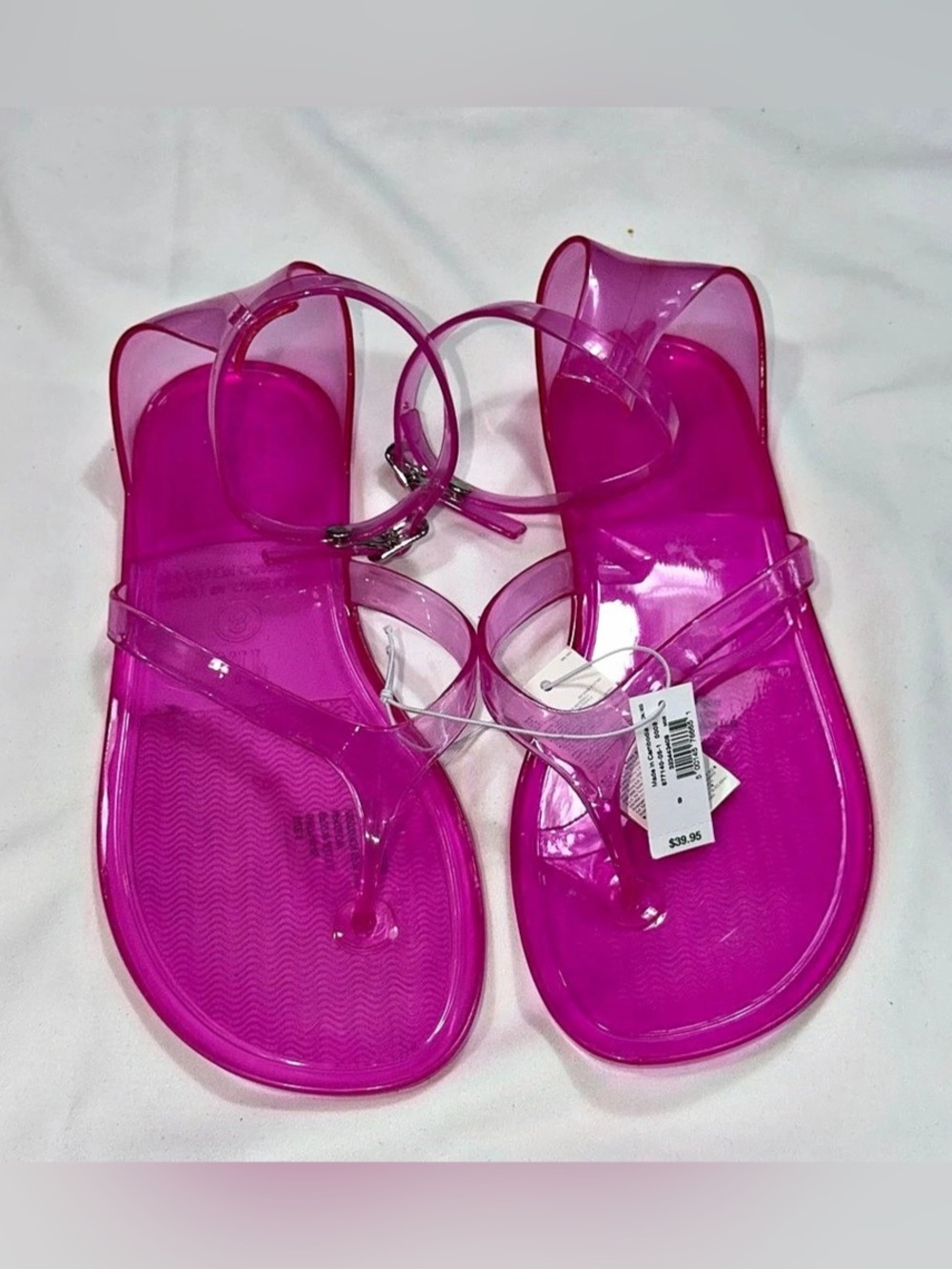 NWT Gap Neon Pink Jelly Thong Sandals Women’s Size 8 Ankle Strap